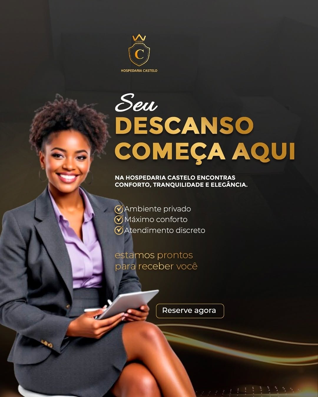 😌 Trabalhou muito e merece um descanso de rei/rainha? Vem pra Hospedaria Castelo! 👑